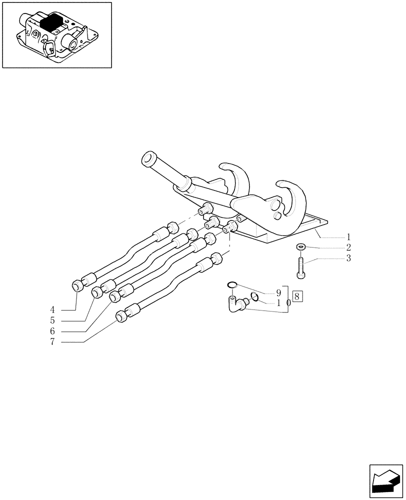 Схема запчастей Case IH MXU130 - (1.82.7/02[02]) - (VAR.704) 2 CONTROL VALVES WITH MECHAN. JOYSTICK FOR LOADER - FAST-FITTING CONNECTION AND PIPES (07) - HYDRAULIC SYSTEM