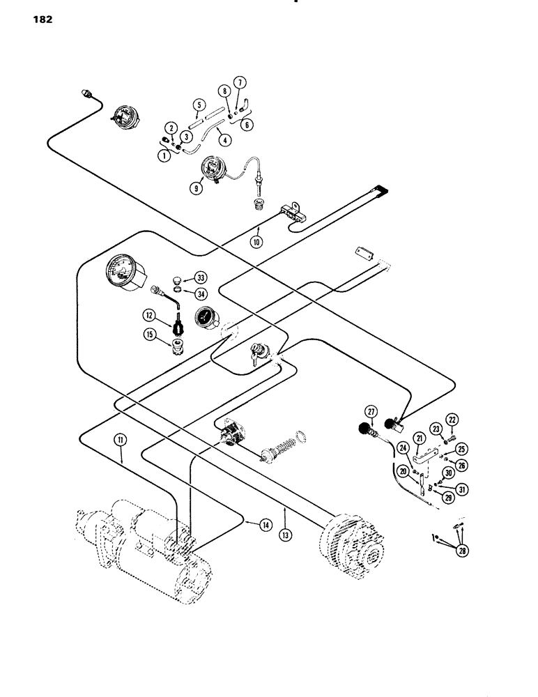 Схема запчастей Case IH 451BDT - (182) - INSTRUMENTATION HARDWARE, STANDARD GAUGES, HOOD, RIGHT AND LEFT SIDE OR OPEN, B, C (04) - ELECTRICAL SYSTEMS