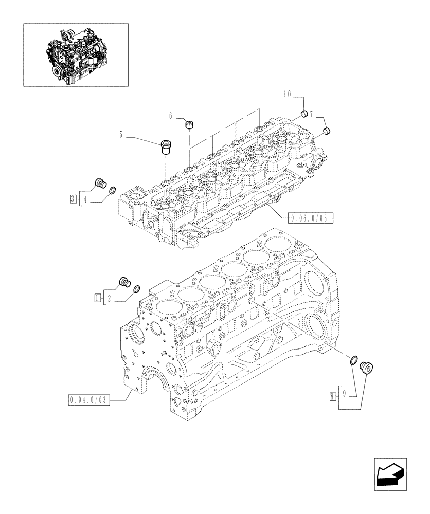 Схема запчастей Case IH MAXXUM 110 - (0.32.4/02) - ENGINE COOLING SYSTEM SHUTTER PLUGS (STD + VAR.330003-332115-332116) (01) - ENGINE