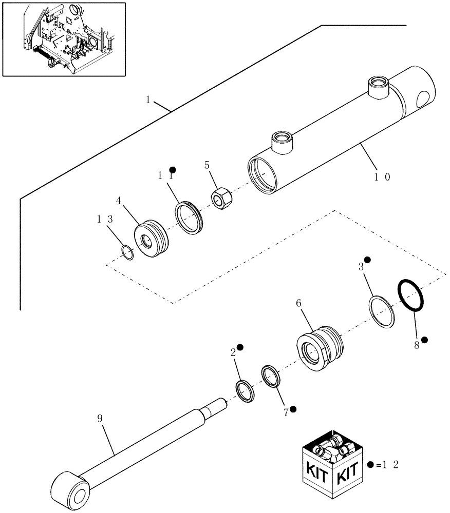 Схема запчастей Case IH RBX463 - (13.766) - ROTOR KNIFE, HYDRAULIC CYLINDER (13) - FEEDER