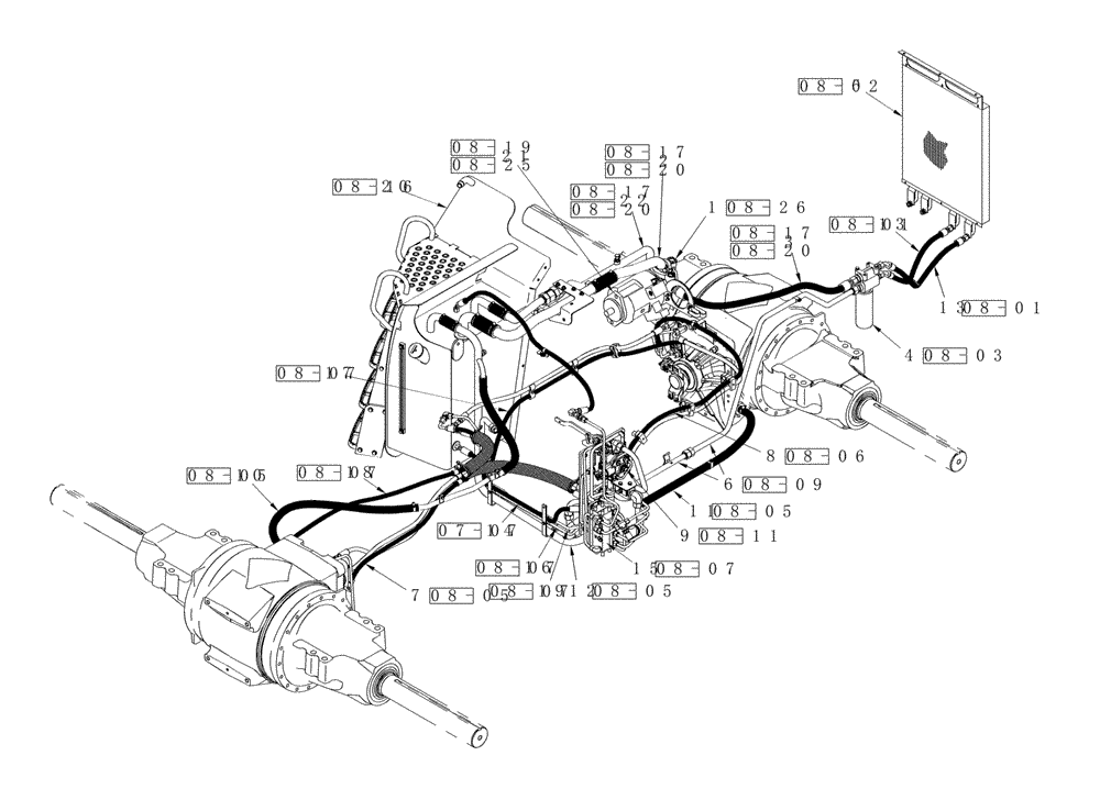 Схема запчастей Case IH STEIGER 335 - (01A-08) - HYDRAULICS - AXLE LUBRICATION & COOLING CIRCUIT WITHOUT ACCUSTEER (00) - PICTORIAL INDEX