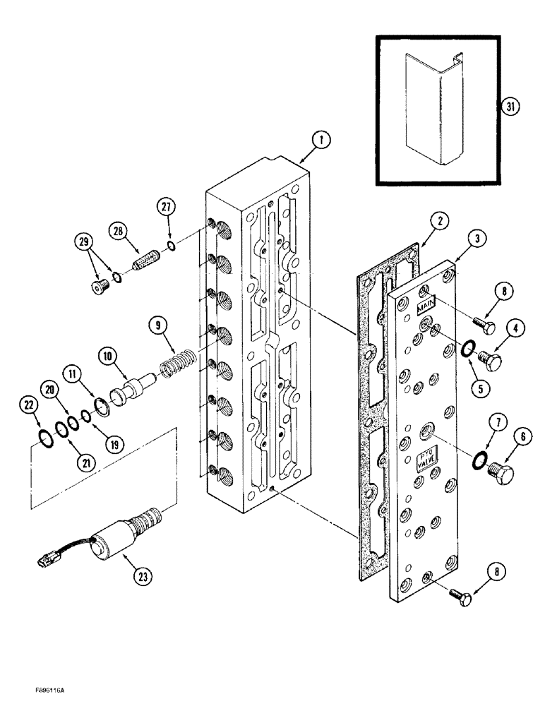 Схема запчастей Case IH 9310 - (6-032) - TRANSMISSION ASSEMBLY, RANGE SELECTOR VALVE ASSEMBLY (06) - POWER TRAIN