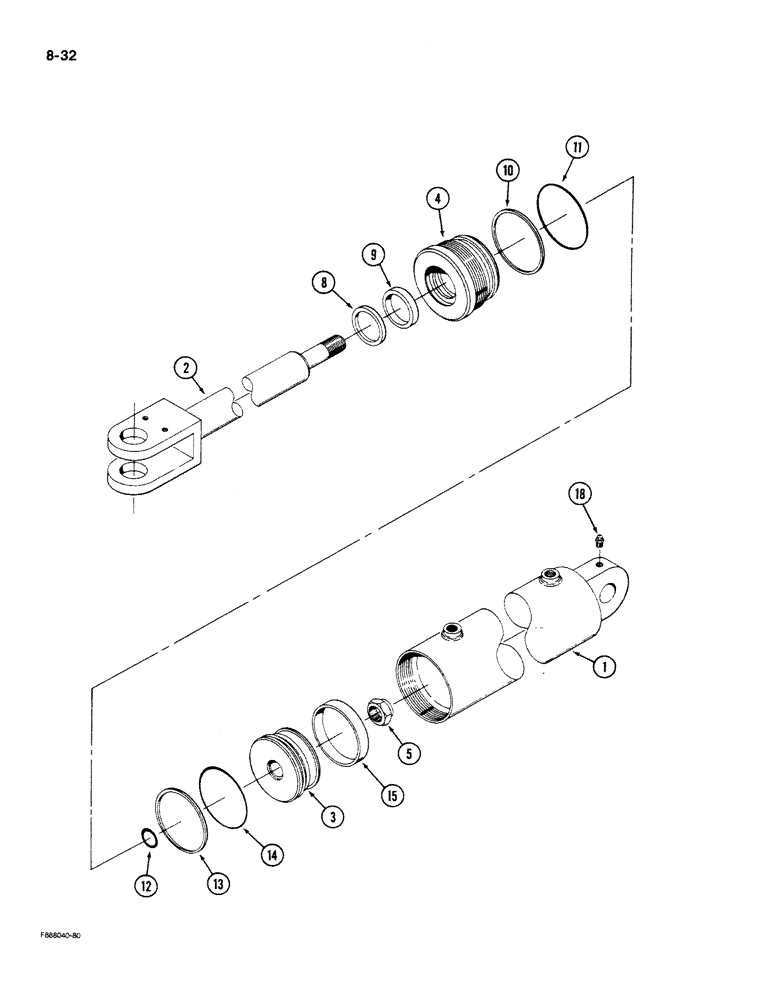 Схема запчастей Case IH 9280 - (8-32) - HITCH CYLINDER ASSEMBLY (08) - HYDRAULICS