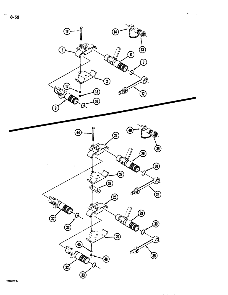 Схема запчастей Case IH 9170 - (8-52) - QUICK DISCONNECT COUPLER ASSEMBLY, SINGLE REMOTE (08) - HYDRAULICS