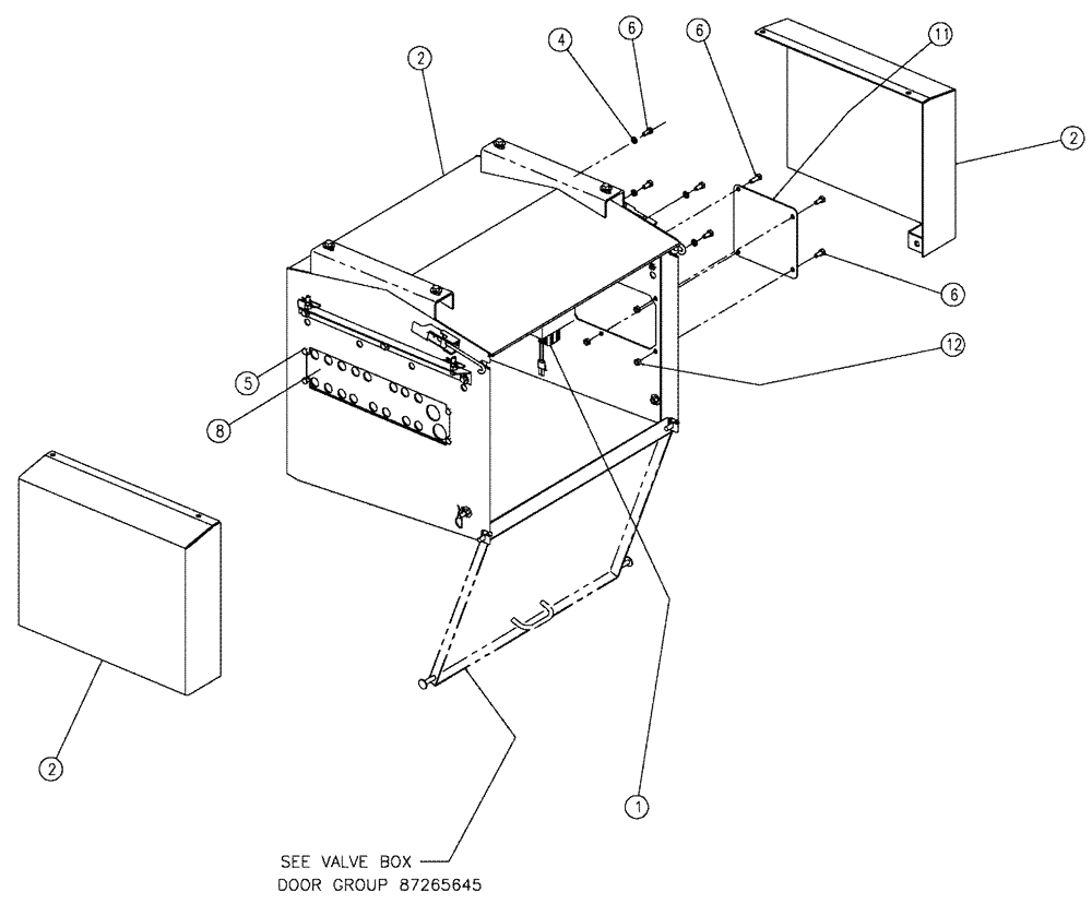 Схема запчастей Case IH 810 - (02-035) - VALVE BOX GROUP, SINGLE BIN Bin Group