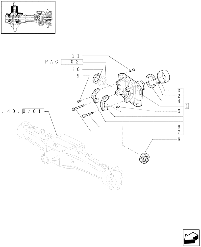 Схема запчастей Case IH PUMA 180 - (1.40.0/05[01]) - 4WD FRONT AXLE - SUPPORT (04) - FRONT AXLE & STEERING