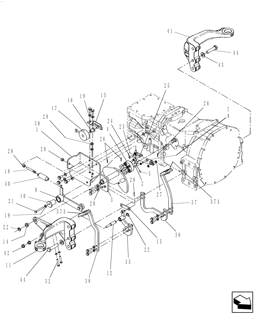 Схема запчастей Case IH FARMALL 40 - (03.03.01) - FORWARD & REVERSE PEDALS, HST (03) - TRANSMISSION