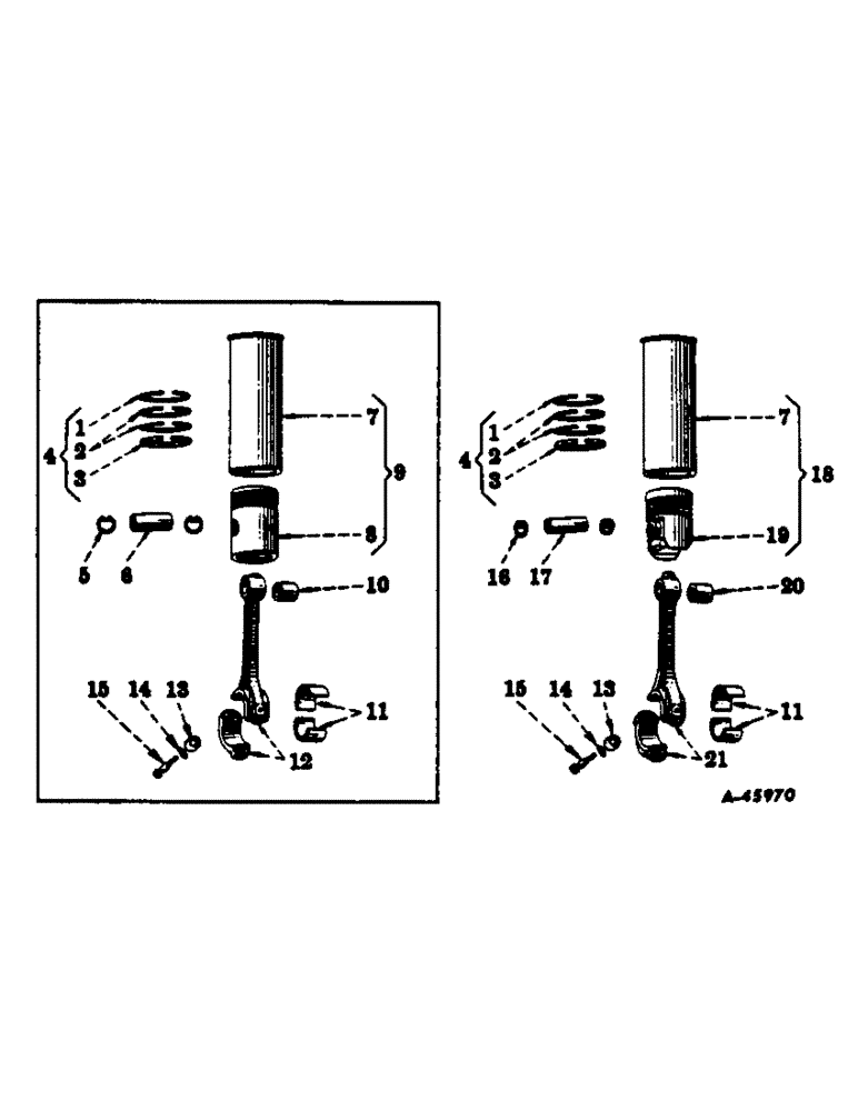 Схема запчастей Case IH 350 - (022) - CARBURETED ENGINE, CONNECTING RODS AND SLEEVE SETS, FOR C-169 ENGINES (01) - ENGINE