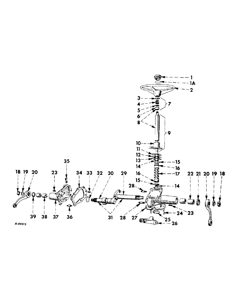 Схема запчастей Case IH 340 - (158) - STEERING MECHANISM, STEERING GEAR, FOR TRACTORS W/O POWER STEERING, INTERNATIONAL 330 Steering Mechanism