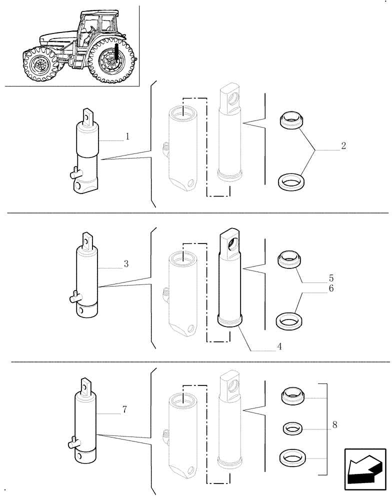 Схема запчастей Case IH JX1070U - (1.82.1/04A) - (VAR.783-784-785-785/1) ADDITIONAL JACK - PARTS (07) - HYDRAULIC SYSTEM