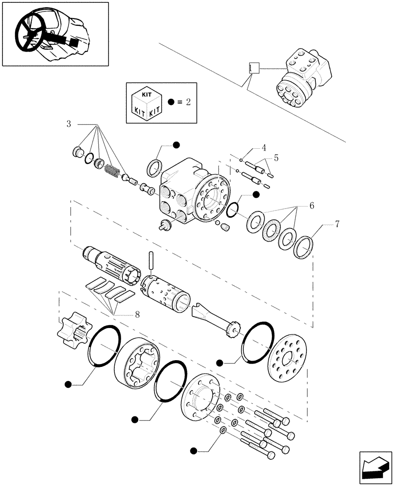 Схема запчастей Case IH MXU115 - (1.95.5/ B) - 2WD HYDRAULIC STEERING - BREAKDOWN (10) - OPERATORS PLATFORM/CAB