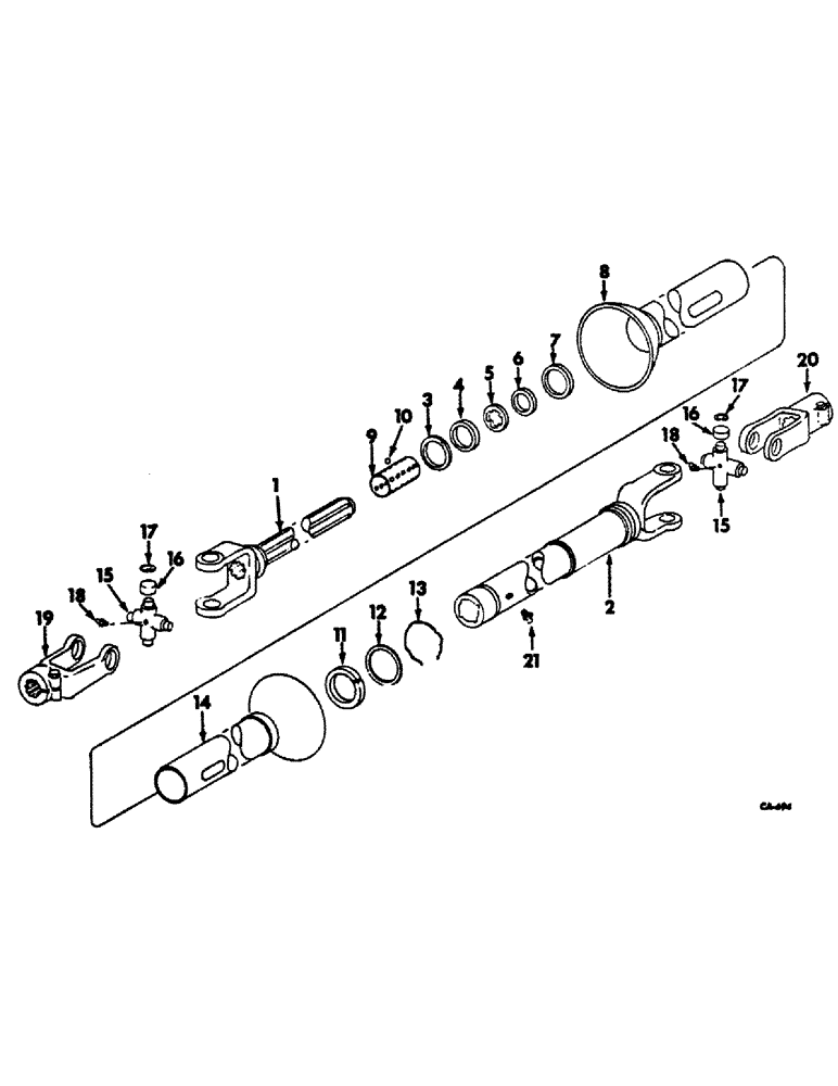 Схема запчастей Case IH 914 - (07-04) - DRIVE TRAIN, POWER TAKE-OFF KNUCKLE, ROCKWELL, WITH METAL SHEILD Drive Train