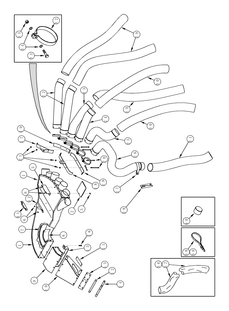 Схема запчастей Case IH CPX620 - (09C-24) - AIR DUCTS AND HOSES - LEFT SIDE (15) - HANDLING SYSTEM