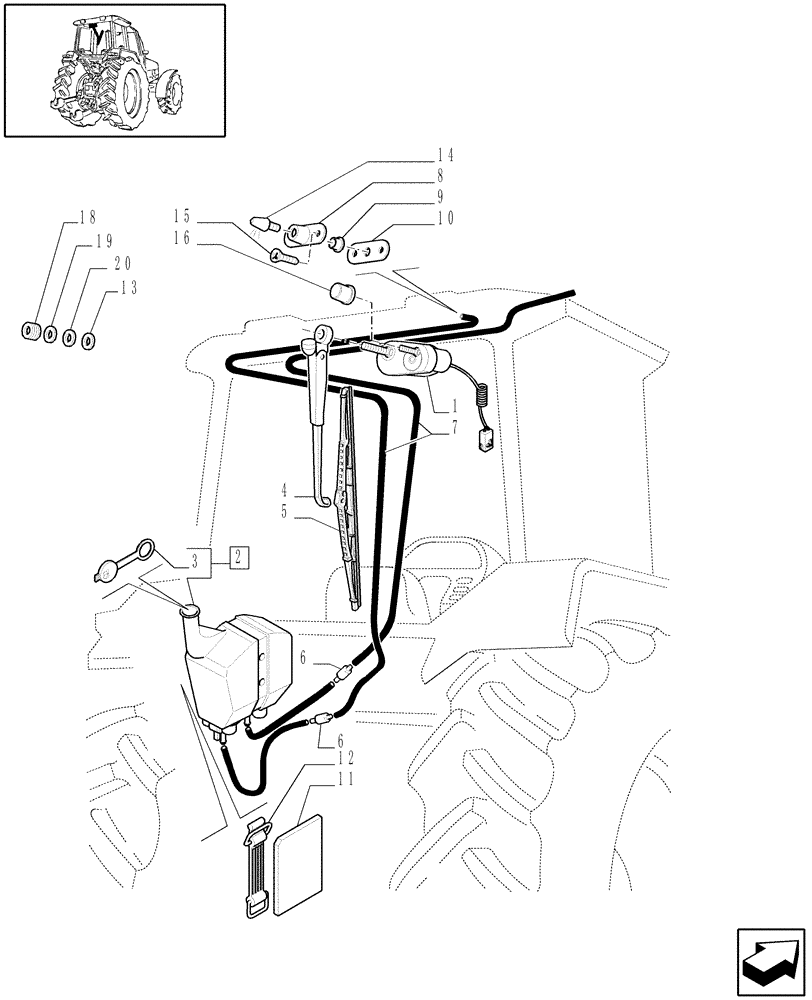 Схема запчастей Case IH JX1075C - (1.92.91[02]) - REAR WINDSHIELD WIPER - C5319 (10) - OPERATORS PLATFORM/CAB