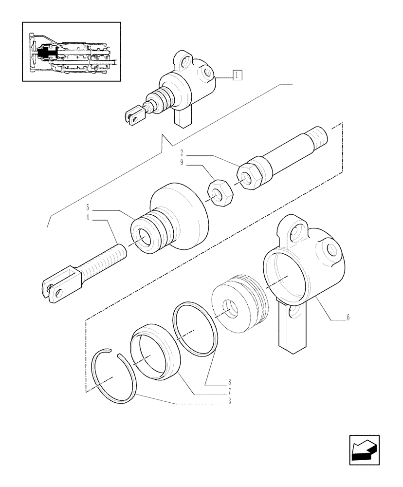 Схема запчастей Case IH JX1075N - (1.26.5/ A) - PTO CLUTCH CONTROL ACTUATOR CYLINDER - BREAKDOWN (03) - TRANSMISSION