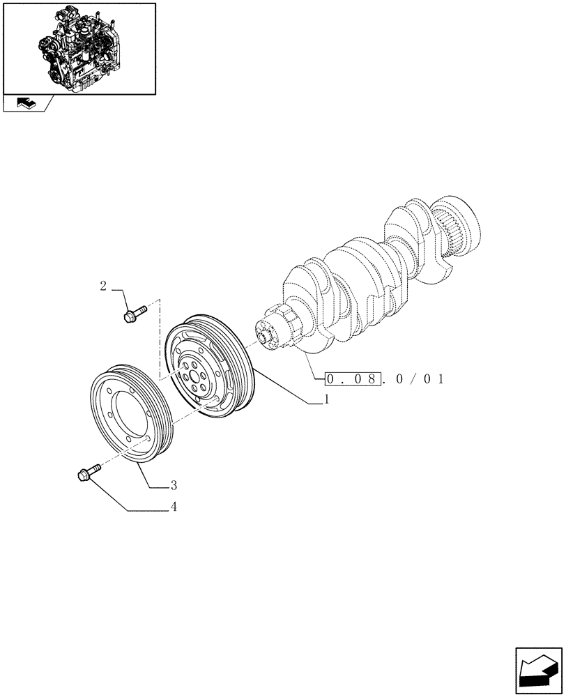 Схема запчастей Case IH FARMALL 95N - (0.08.4/01) - PULLEY - CRANKSHAFT (01) - ENGINE