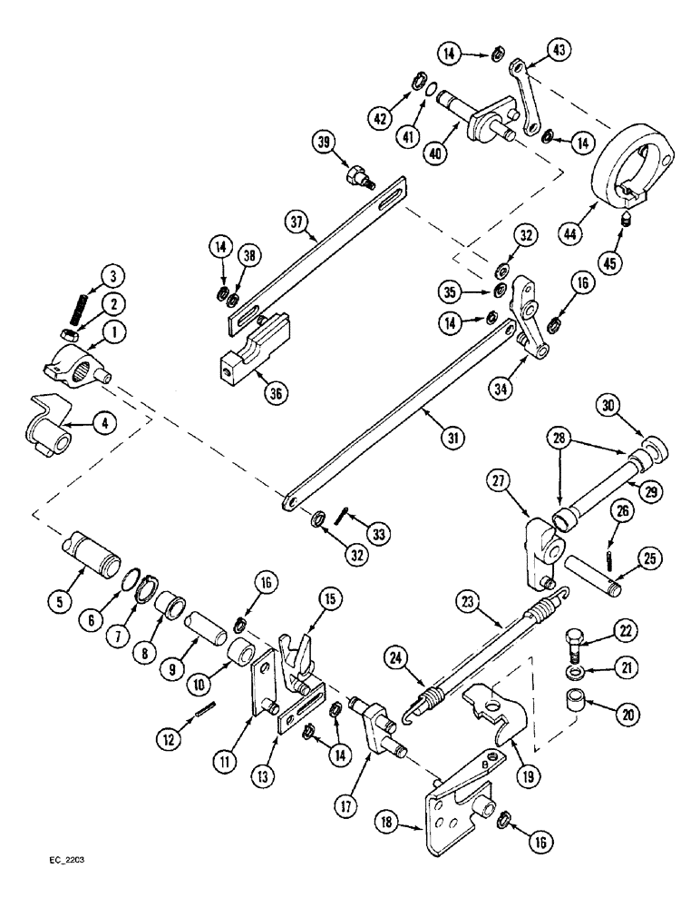 Схема запчастей Case IH 4240 - (8-54) - DRAFT CONTROL, INTERNAL CONTROL LINKAGE (08) - HYDRAULICS