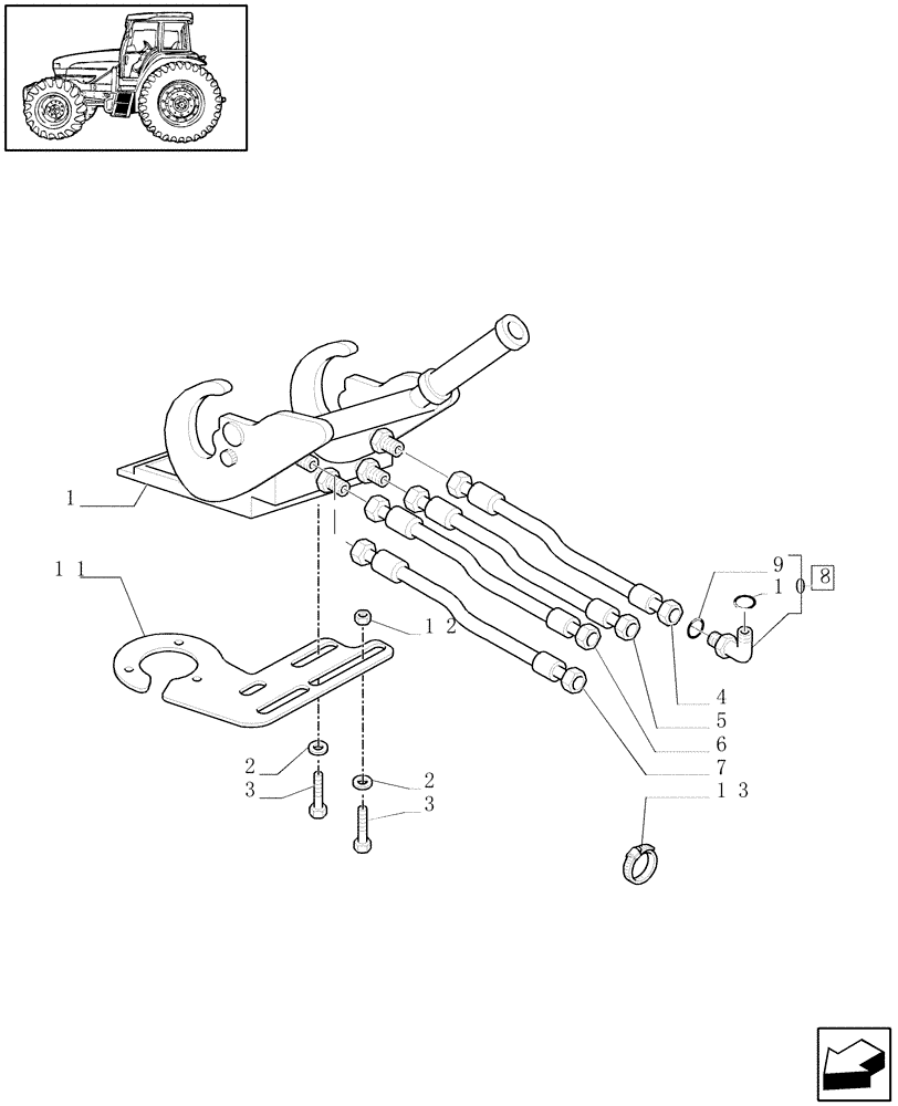 Схема запчастей Case IH MAXXUM 110 - (1.82.7/23[01]) - EUROPEAN LOADER READY WITH 2 ELEMENTS MID MOUNT VALVES - FAST-FITTING CONNECTION AND PIPES (VAR.330820-332820-330821-331821-336821-338821 / 743745) (07) - HYDRAULIC SYSTEM