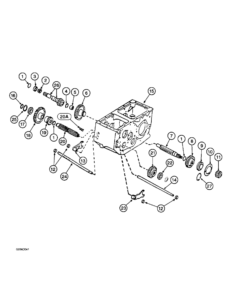 Схема запчастей Case IH 1400 - (6-22) - TRANSMISSION, INPUT SHAFT, GEARS AND SHIFTER RAILS (03) - POWER TRAIN