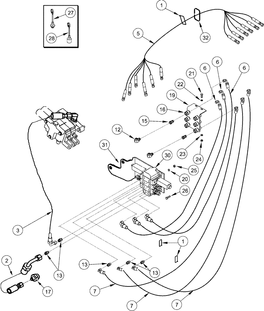 Схема запчастей Case IH L455 - (08-08) - HYDRAULICS EXTERNAL VALVE 3 Function - C50 - C60 Without Self Leveling (08) - HYDRAULICS