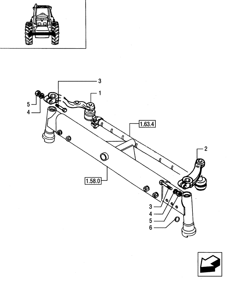 Схема запчастей Case IH JX80 - (1.63.3) - STEERING TIE-ROD - LEVERS (04) - FRONT AXLE & STEERING