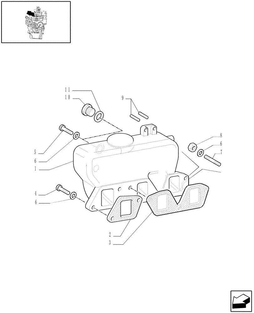 Схема запчастей Case IH JX60 - (0.07.1/04) - (VAR.319-747) TTF MOTOR TIER2 - INTAKE MANIFOLD (01) - ENGINE