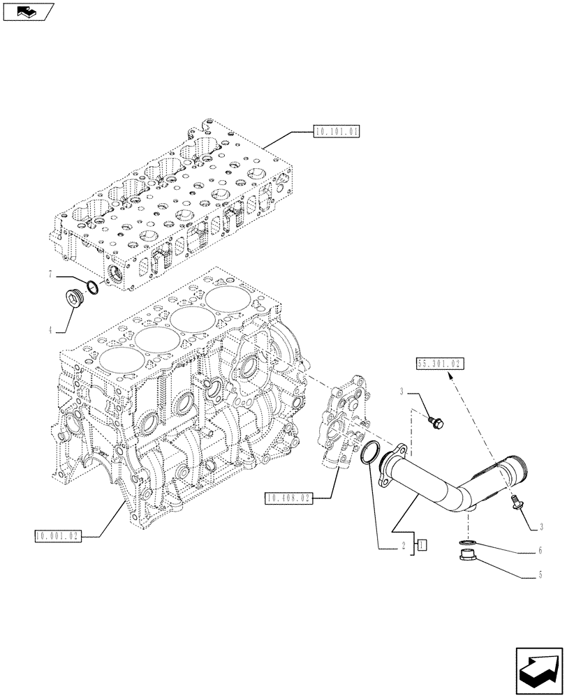 Схема запчастей Case IH F5AE9484G A010 - (10.402.03) - PIPING - ENGINE COOLING SYSTEM (5801388639) (10) - ENGINE