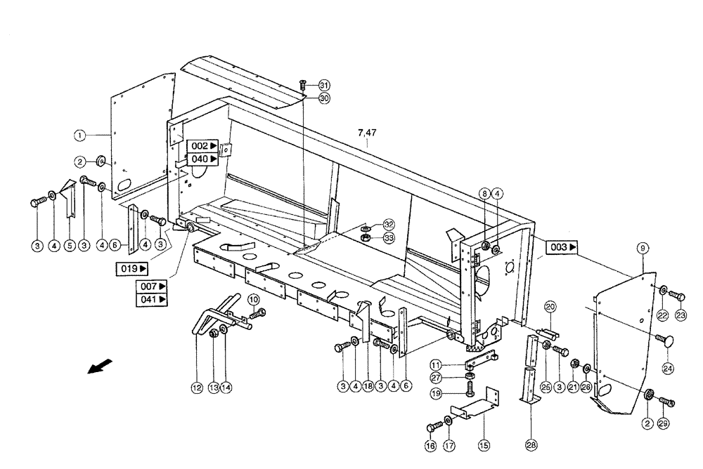 Схема запчастей Case IH 684 - (0001[1]) - TROUGH (MG6M) (58) - ATTACHMENTS/HEADERS