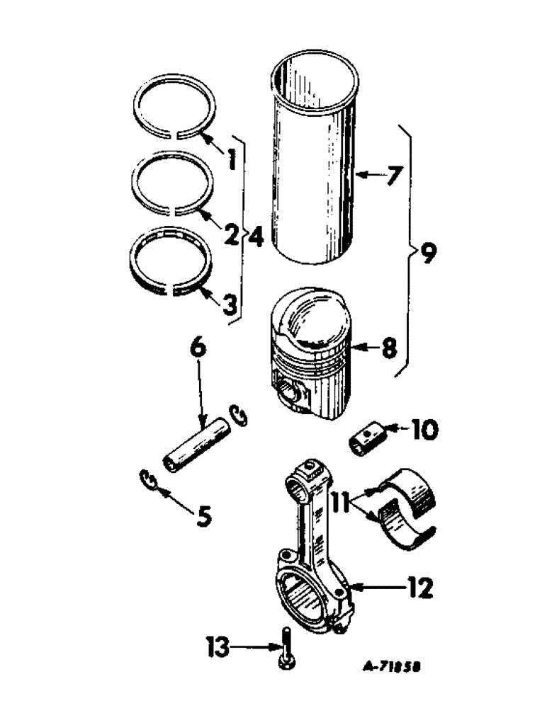 Схема запчастей Case IH 706 - (C-06) - CARBURETED ENGINES, CONNECTING RODS AND SLEEVE SETS, C-263 ENGINE (01) - ENGINE