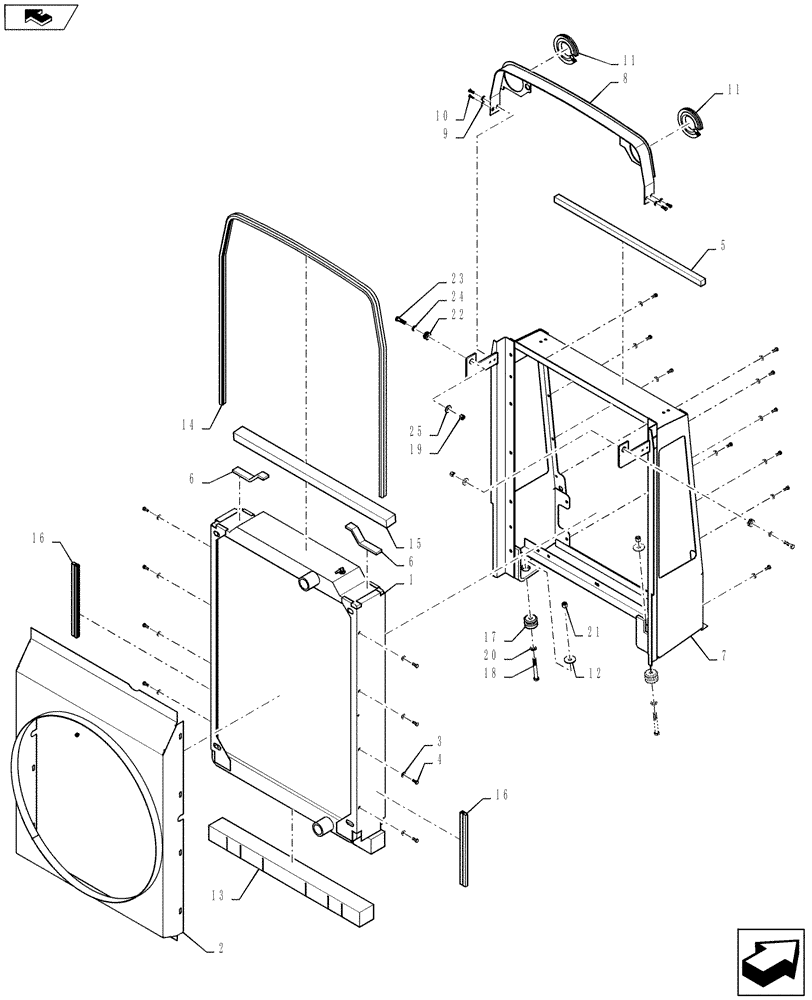 Схема запчастей Case IH STX280 - (02-02) - RADIATOR MOUNTING (02) - ENGINE