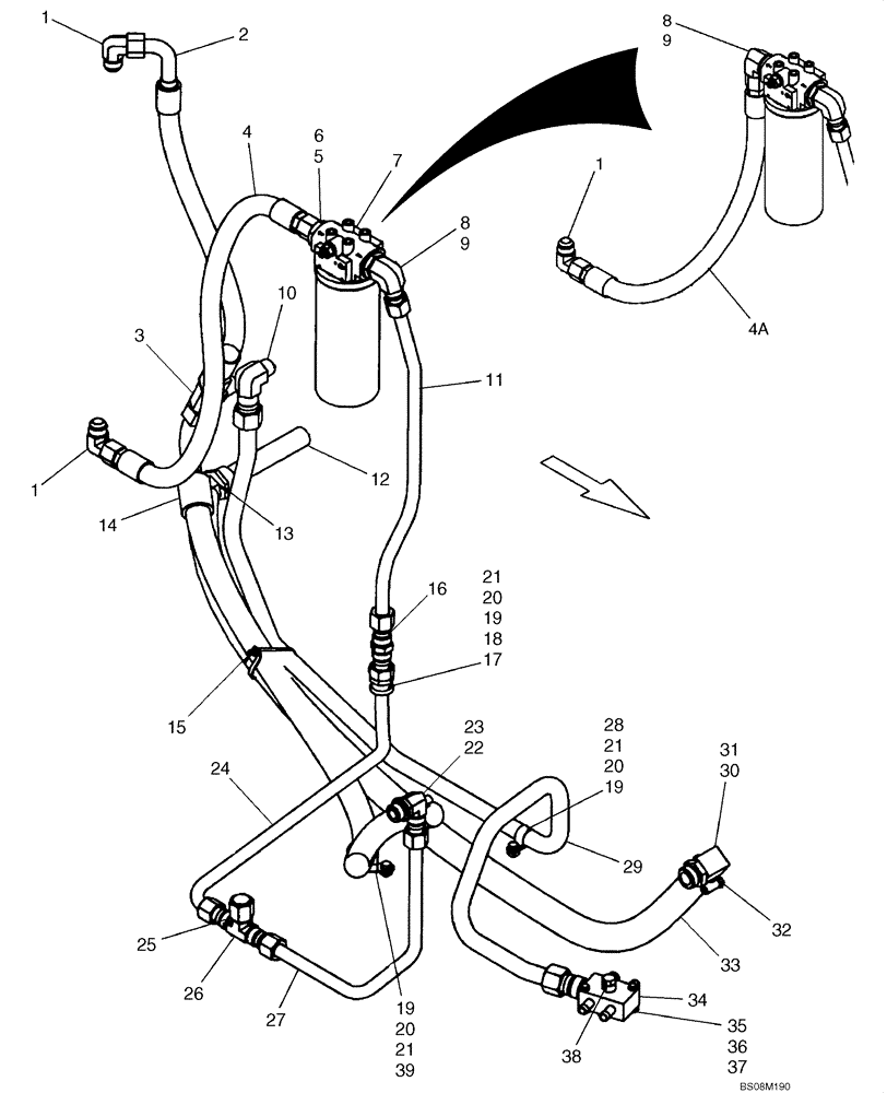 Схема запчастей Case IH 410 - (06-04) - HYDROSTATICS - PUMP, SUPPLY AND RETURN (06) - POWER TRAIN