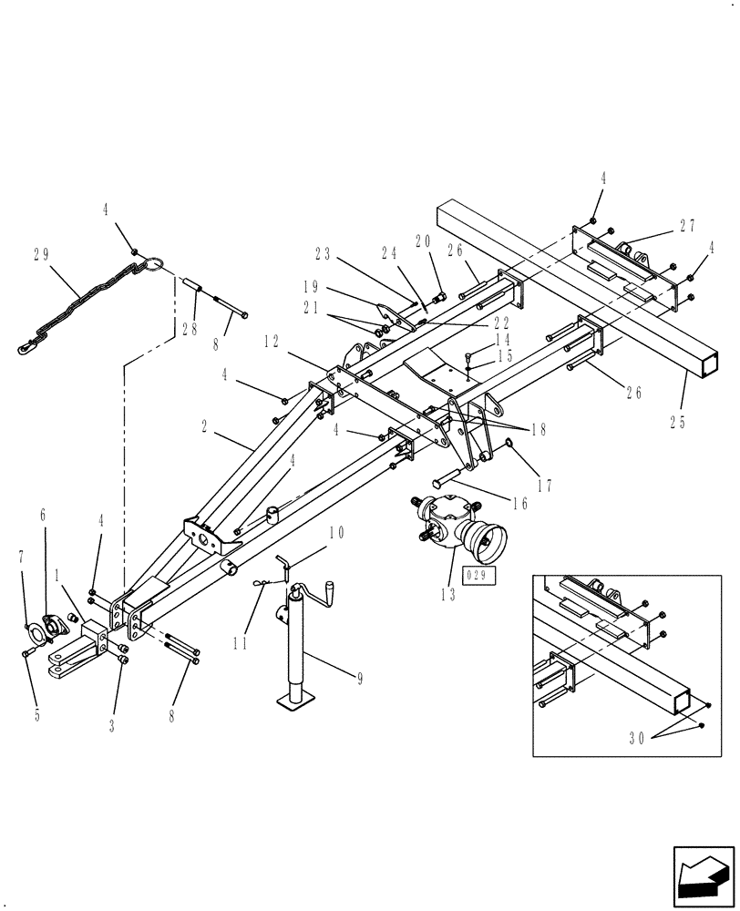 Схема запчастей Case IH RR180 - (001) - FRAME & DRAWBAR 