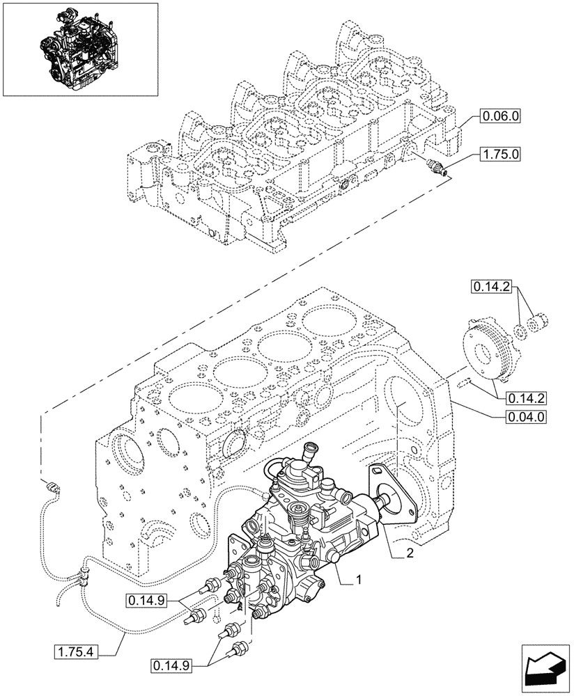 Схема запчастей Case IH MAXXUM 110 - (0.14.0/01[01]) - INJECTION PUMP (STD + VAR.330003-332115-332116) (01) - ENGINE