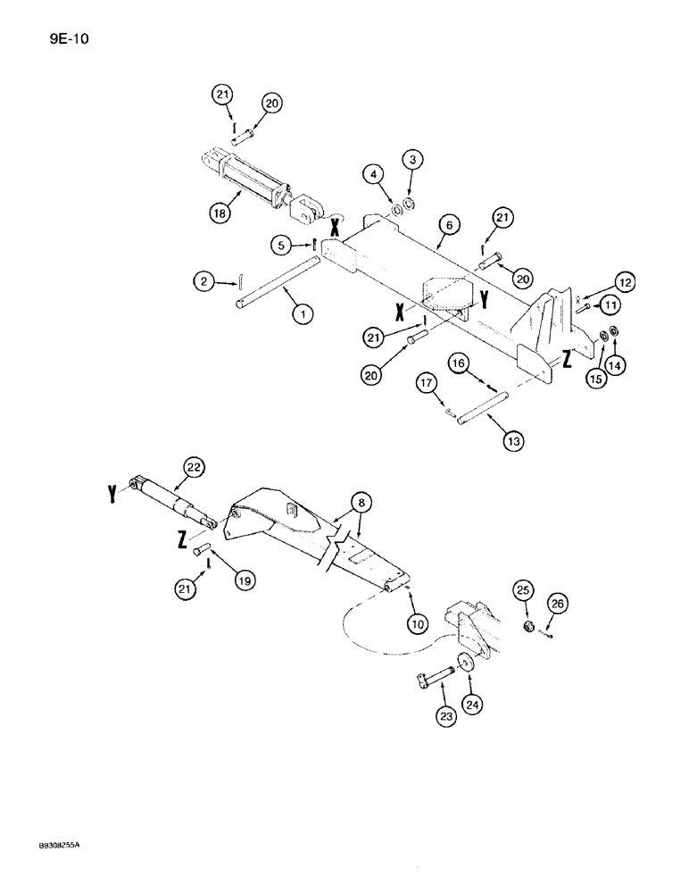 Схема запчастей Case IH 950 - (9E-10) - ROW MARKER INNER SECTION, 16 ROW NARROW, FRONT FOLD (09) - CHASSIS/ATTACHMENTS