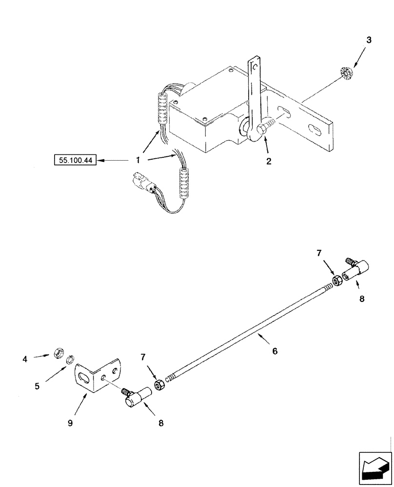 Схема запчастей Case IH 2577 - (55.418.11) - POTENTIOMETER, FEEDER POSITION - MOUNTING - RETURN TO CUT (55) - ELECTRICAL SYSTEMS