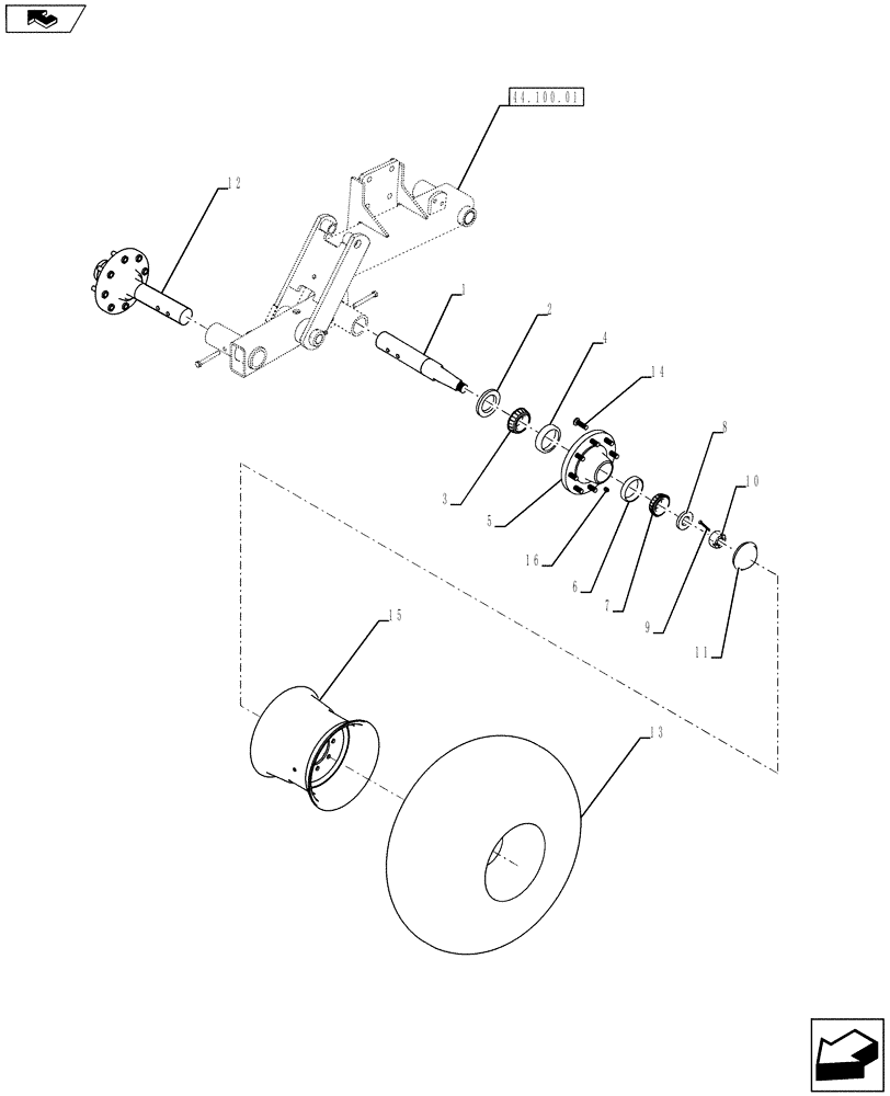 Схема запчастей Case IH 955 - (44.100.02) - MAIN FRAME TANDEM HUB ASSEMBLY (44) - WHEELS