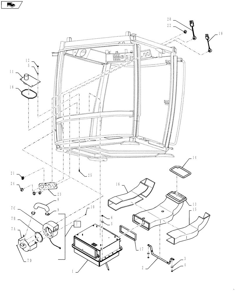 Схема запчастей Case IH 4420 - (01-024) - HVAC, GROUP Cab Interior