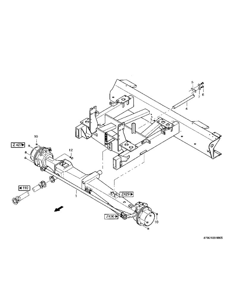 Схема запчастей Case IH 8790 - (010) - RUNNING GEAR, HYDROSTATIC DRIVEN REAR AXLE (23) - FOUR WHEEL DRIVE SYSTEM