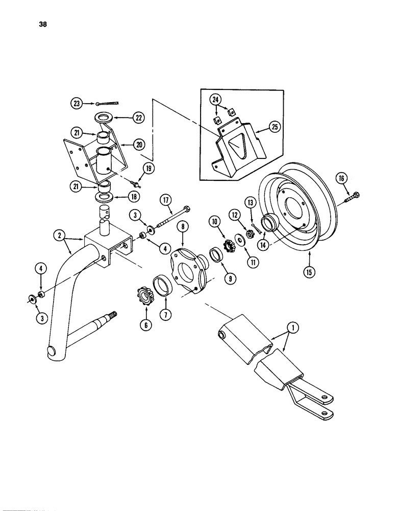 Схема запчастей Case IH 86 - (38) - CASTER WHEEL AND CONNECTIONS 