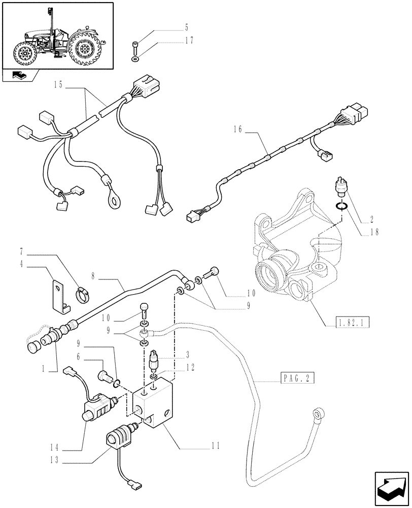 Схема запчастей Case IH FARMALL 85C - (1.82.714[03]) - HYDRAULIC TRAILER BRAKE (ITALY) - SOLENOID VALVES (VAR.330372-334372) (07) - HYDRAULIC SYSTEM