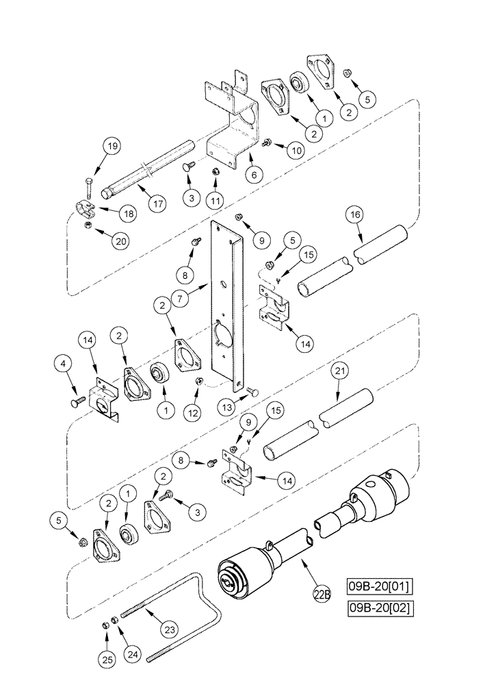 Схема запчастей Case IH 1020 - (09B-16) - KNIFE JACKSHAFT DRIVE - 30.0 FOOT HEADER (09) - CHASSIS/ATTACHMENTS