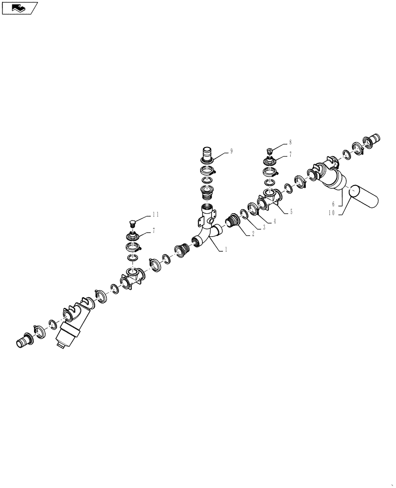 Схема запчастей Case IH 4420 - (09-030) - MANIFOLD GROUP, 7 SECTION, 120’ BOOM Liquid Plumbing