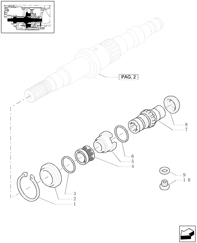 Схема запчастей Case IH MXU115 - (1.33.3[03]) - 4WD DRIVING GEAR - COUPLING SLEEVE AND HUB (04) - FRONT AXLE & STEERING