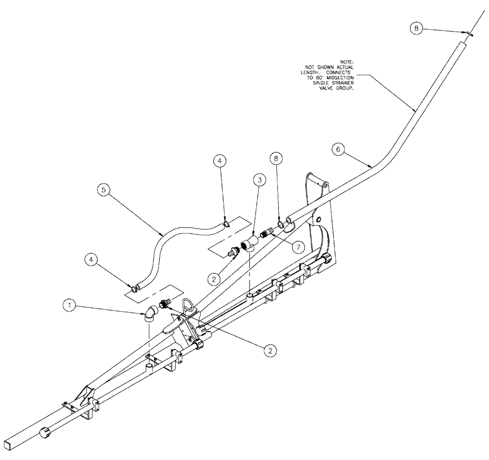 Схема запчастей Case IH SPX4260 - (09-007) - BOOM PLUMBING GROUP, 5 SECTION 80 Liquid Plumbing