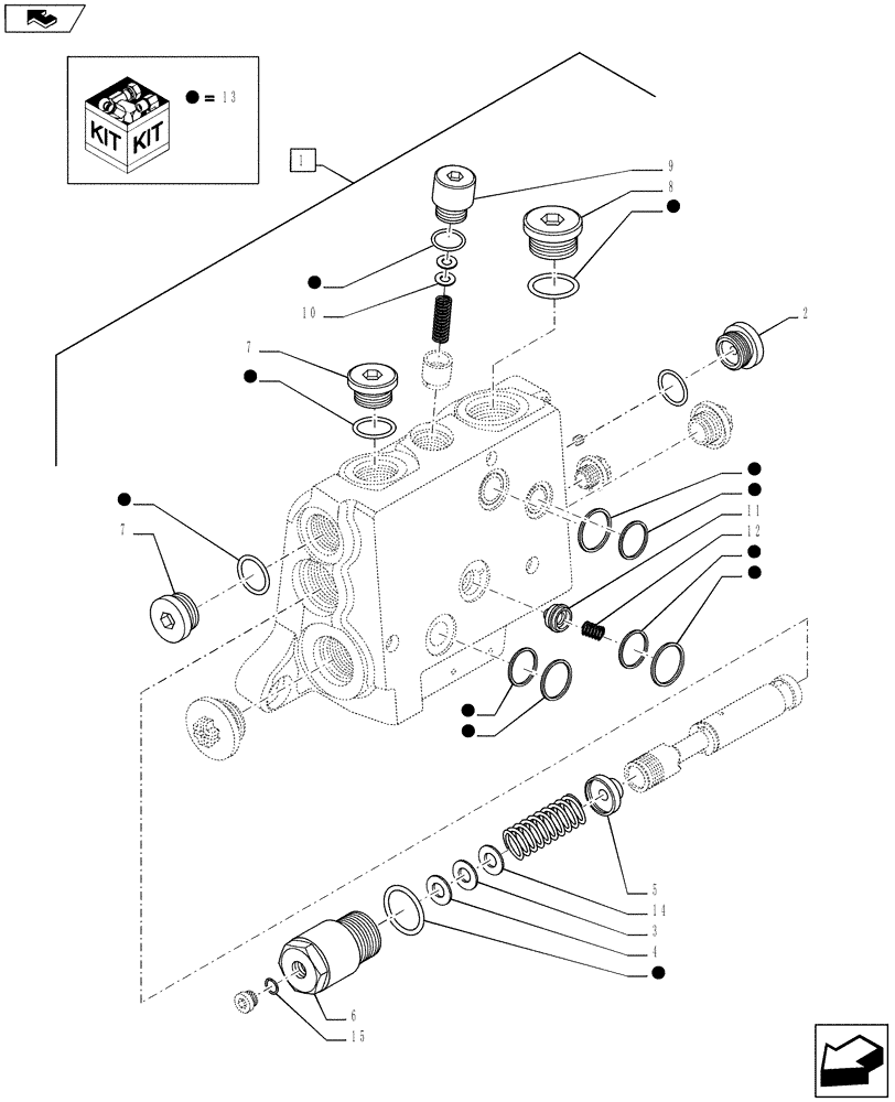 Схема запчастей Case IH PUMA 145 - (35.204.26) - VALVE SECTION - CONNECTOR PLATE (35) - HYDRAULIC SYSTEMS