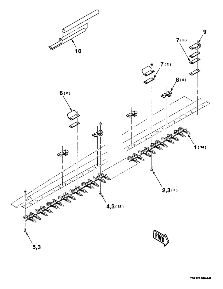 Схема запчастей Case IH 8830 - (5-20) - GUARD ASSEMBLY, RIGHT, 15 FOOT ONLY (58) - ATTACHMENTS/HEADERS