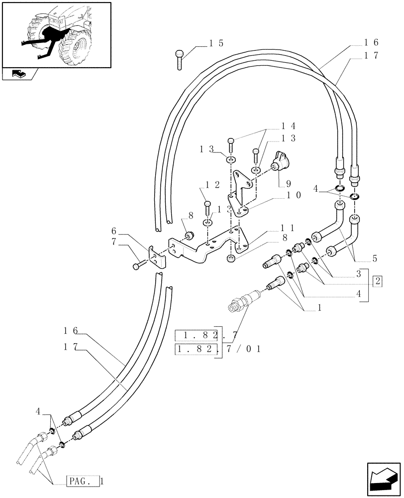 Схема запчастей Case IH PUMA 155 - (1.81.9/05[03]) - 4 HYDRAULIC FRONT COUPLERS FOR NON INTEGRATED FRONT HPL - C6335 (VAR.330172) (07) - HYDRAULIC SYSTEM