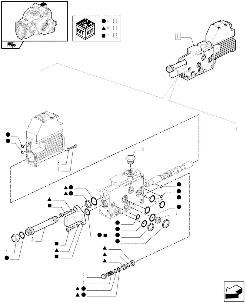 Схема запчастей Case IH PUMA 125 - (1.82.7/11D) - VALVE CONTROL - BREAKDOWN (VAR.330560-330561-330562-332821-333821-334821) (07) - HYDRAULIC SYSTEM