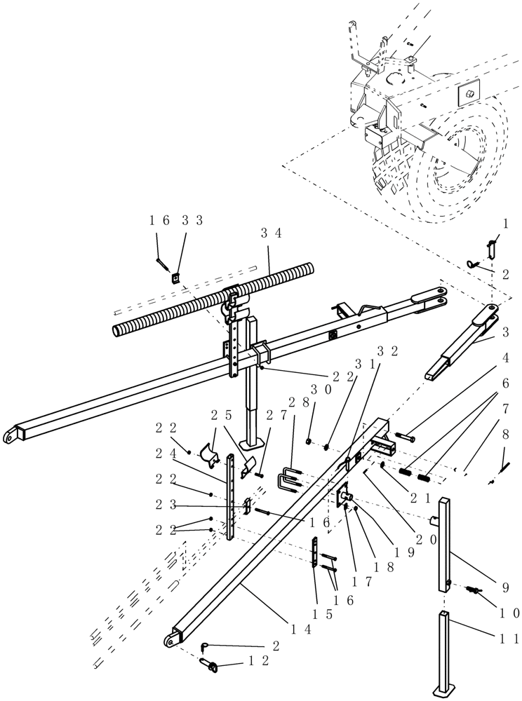 Схема запчастей Case IH ADX3380 - (F.10.D[15]) - TOW BEHIND PLANTER FIELD HITCH F - Frame Positioning