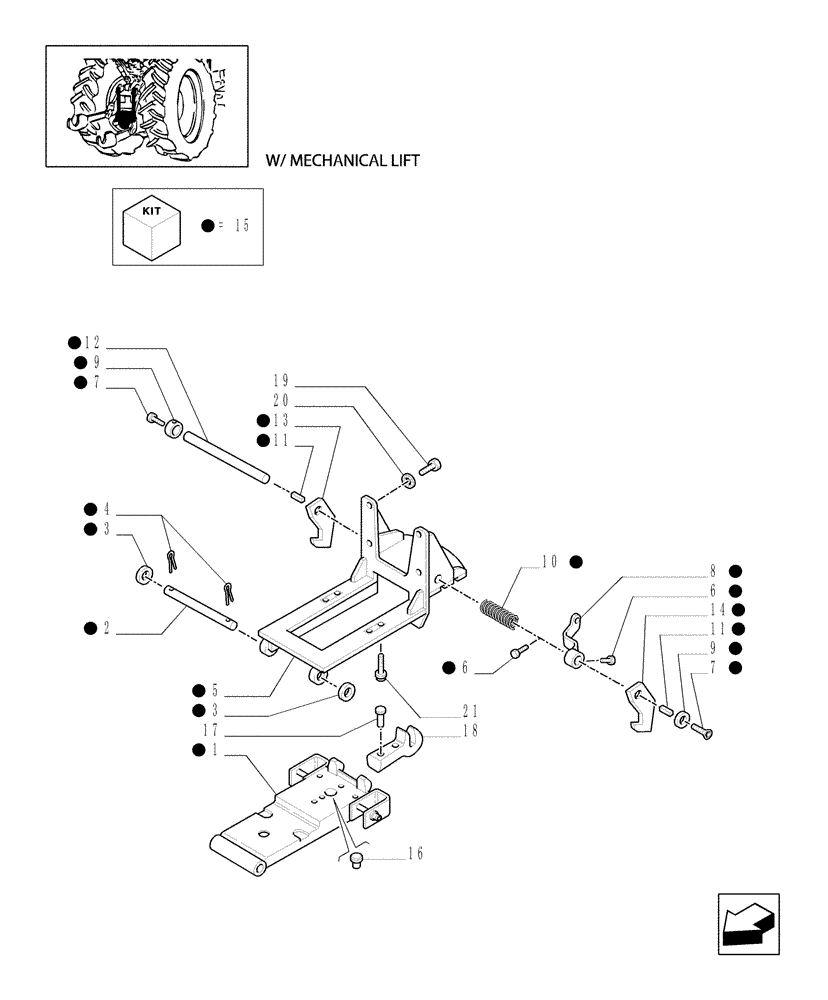 Схема запчастей Case IH MXU100 - (1.89.3/01[01]) - (VAR.928/1) AUTOMATIC HITCH - (WITH 2 ADDITIONAL JACKS) - TOW HOOK (09) - IMPLEMENT LIFT